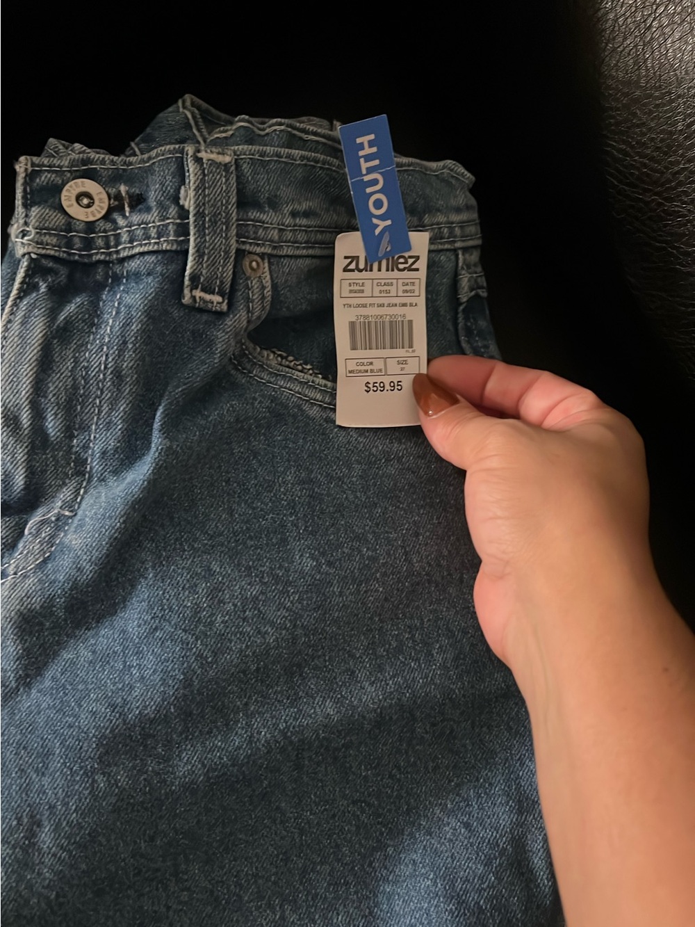 Zumiez Dark Blue Youth Denim Jeans with Hang Tag